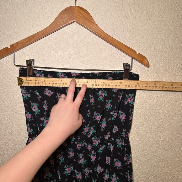 Forever 21 Size M Strapless Maxi Dress Black Floral Summer Bohemian Dark Romance - Picture 7 of 7